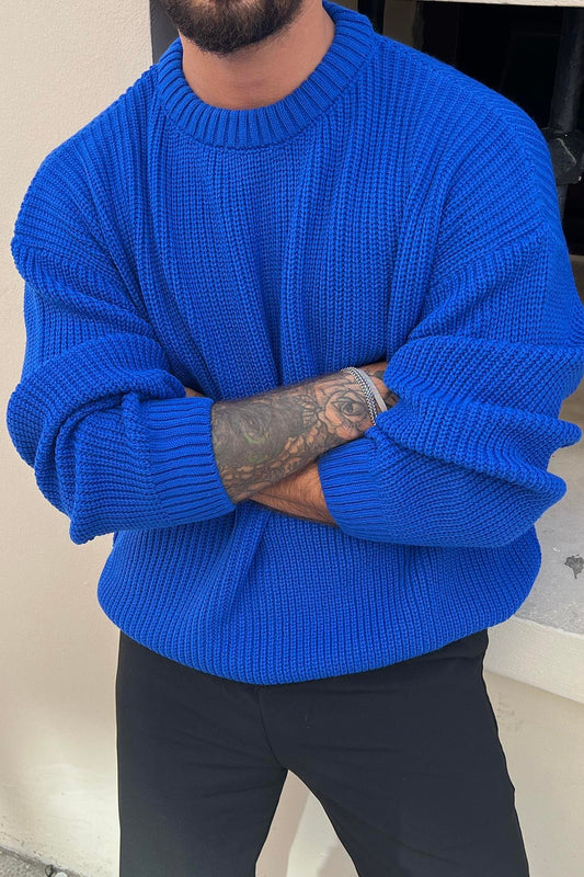 Basic Knit Oversize Sweater Dark Blue