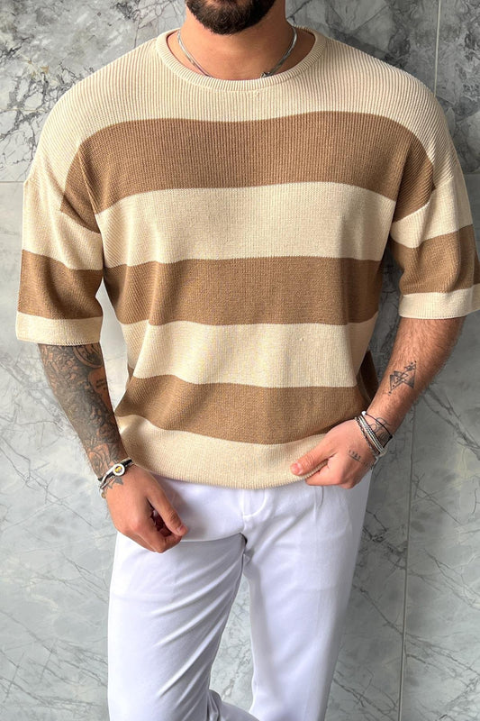 Double Color Oversize Knitted T-Shirt