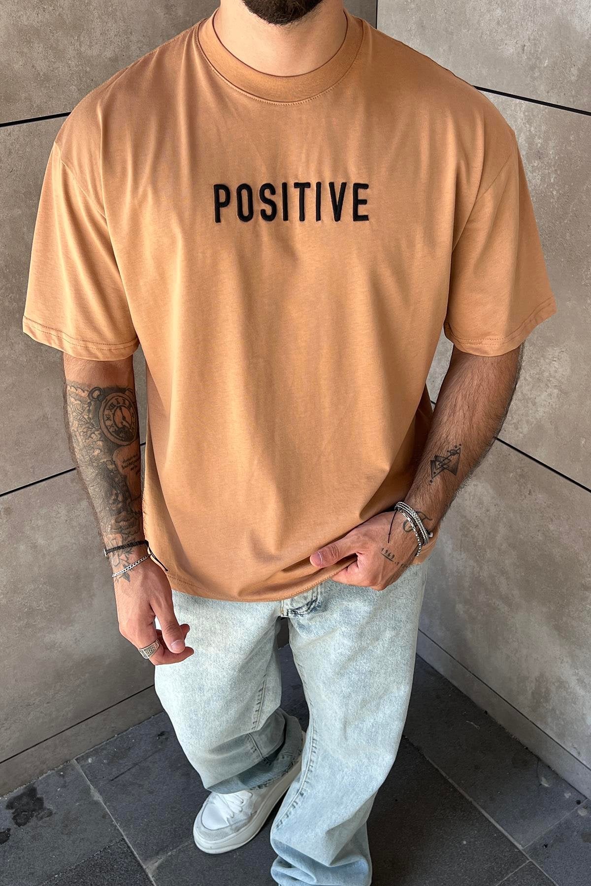 POSTİVE Printed Oversize Tshirt Orange