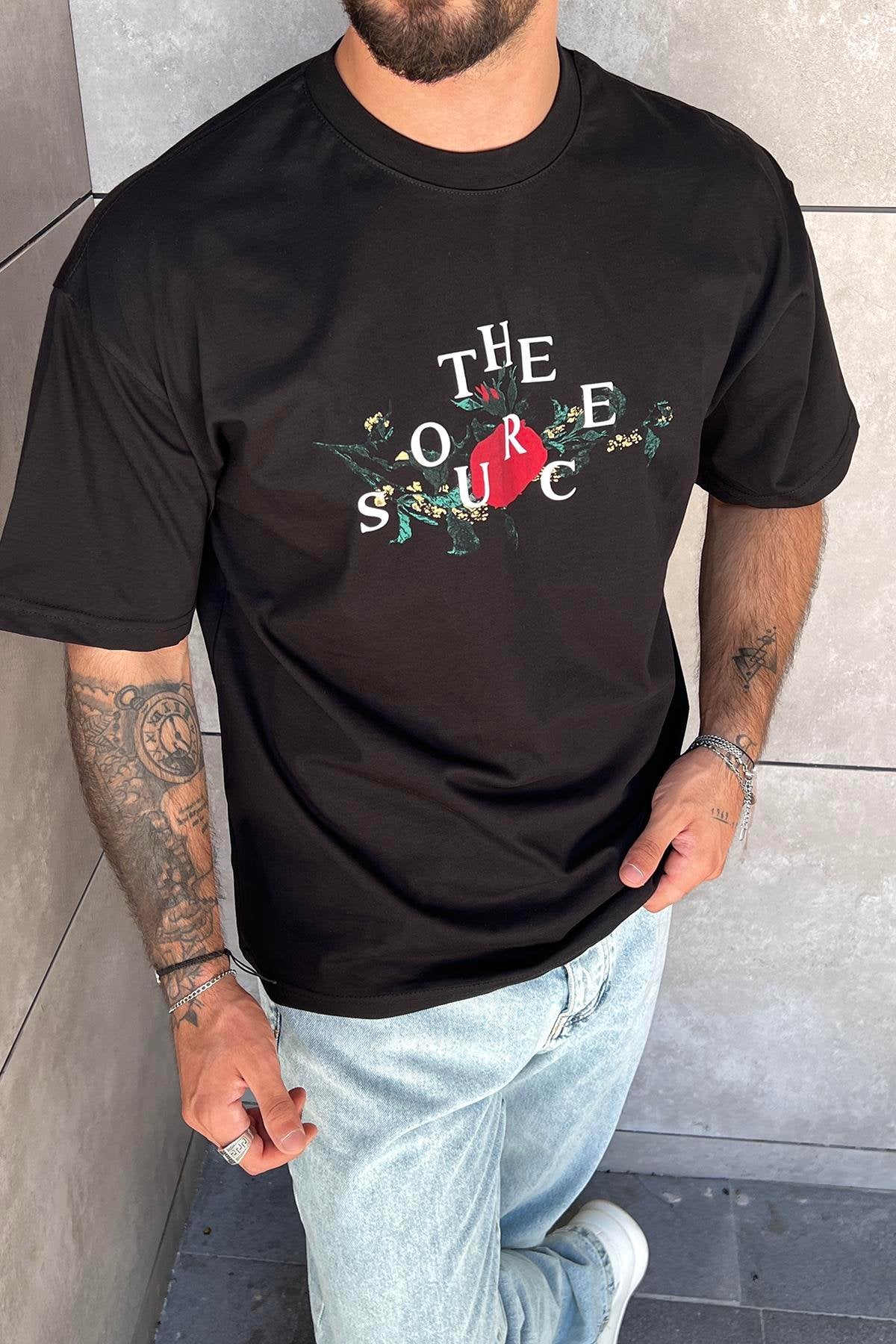 THE SOURCE Printed Oversize Tshirt Black