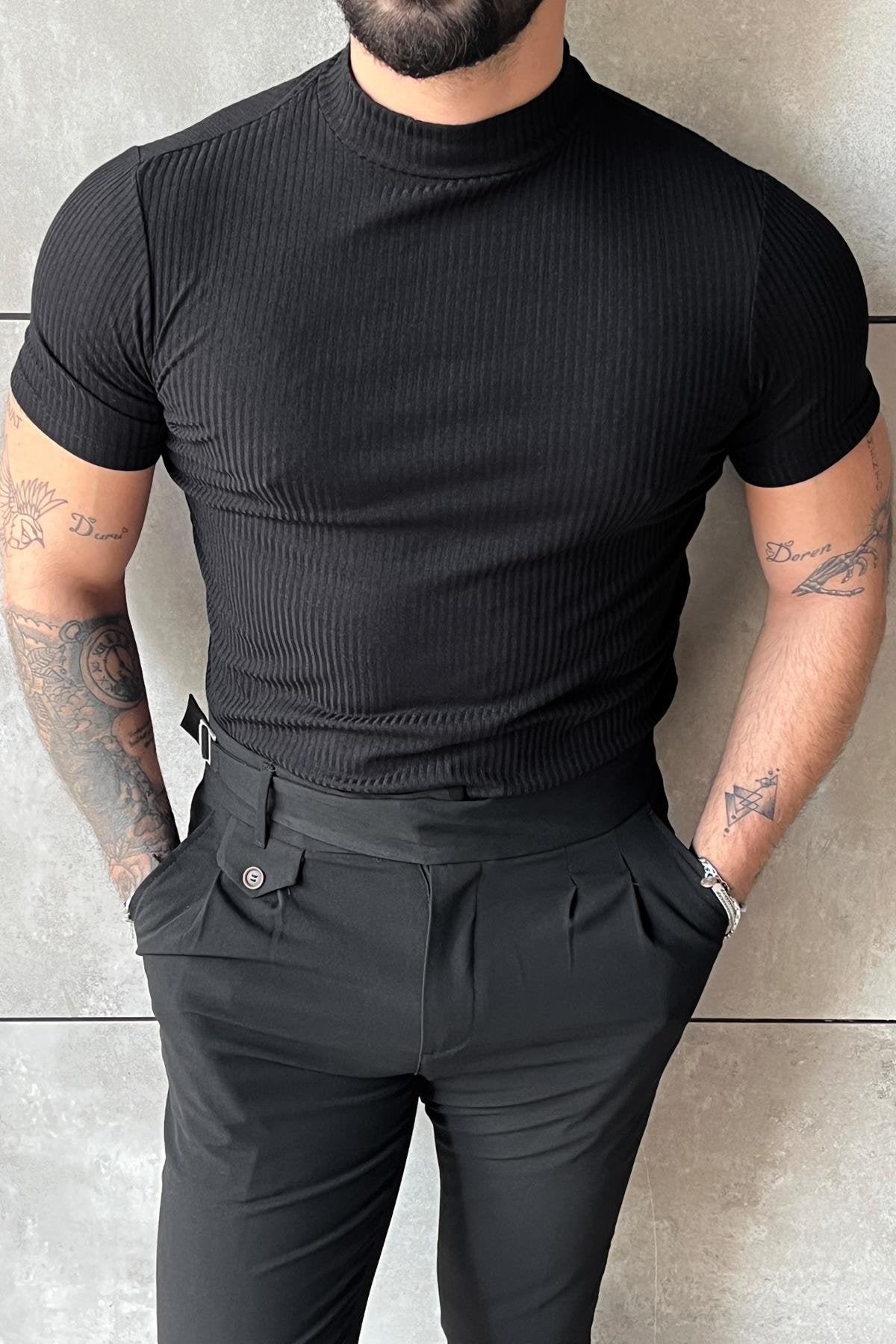 Half Neck Thin Lycra Slim T-Shirt