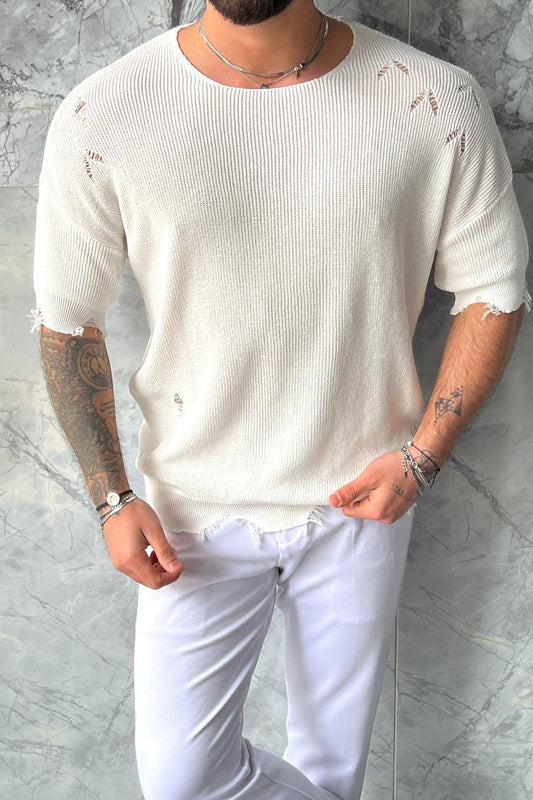 Torn Oversize Knit T-Shirt